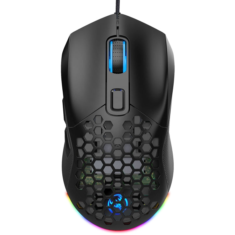 HXSJ X300 7200 DPI RGB Retroilluminazione Intercambiabile Cover posteriore Foro Gaming Wired Mouse, X300 Black, X300 White