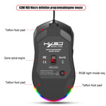 HXSJ X300 7200 DPI RGB Retroilluminazione Intercambiabile Cover posteriore Foro Gaming Wired Mouse, X300 Black, X300 White