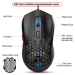 HXSJ X300 7200 DPI RGB Retroilluminazione Intercambiabile Cover posteriore Foro Gaming Wired Mouse, X300 Black, X300 White