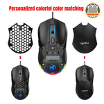 HXSJ X300 7200 DPI RGB Retroilluminazione Intercambiabile Cover posteriore Foro Gaming Wired Mouse, X300 Black, X300 White