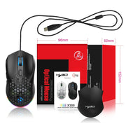 HXSJ X300 7200 DPI RGB Retroilluminazione Intercambiabile Cover posteriore Foro Gaming Wired Mouse, X300 Black, X300 White