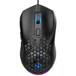 HXSJ X300 7200 DPI RGB Retroilluminazione Intercambiabile Cover posteriore Foro Gaming Wired Mouse, X300 Black, X300 White