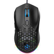 HXSJ X300 7200 DPI RGB Retroilluminazione Intercambiabile Cover posteriore Foro Gaming Wired Mouse, X300 Black, X300 White
