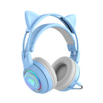 T25 RGB Stereo Cat Ear Cuffie wireless Bluetooth con microfono staccabile