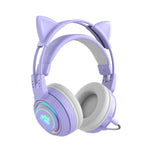 T25 RGB Stereo Cat Ear Cuffie wireless Bluetooth con microfono staccabile