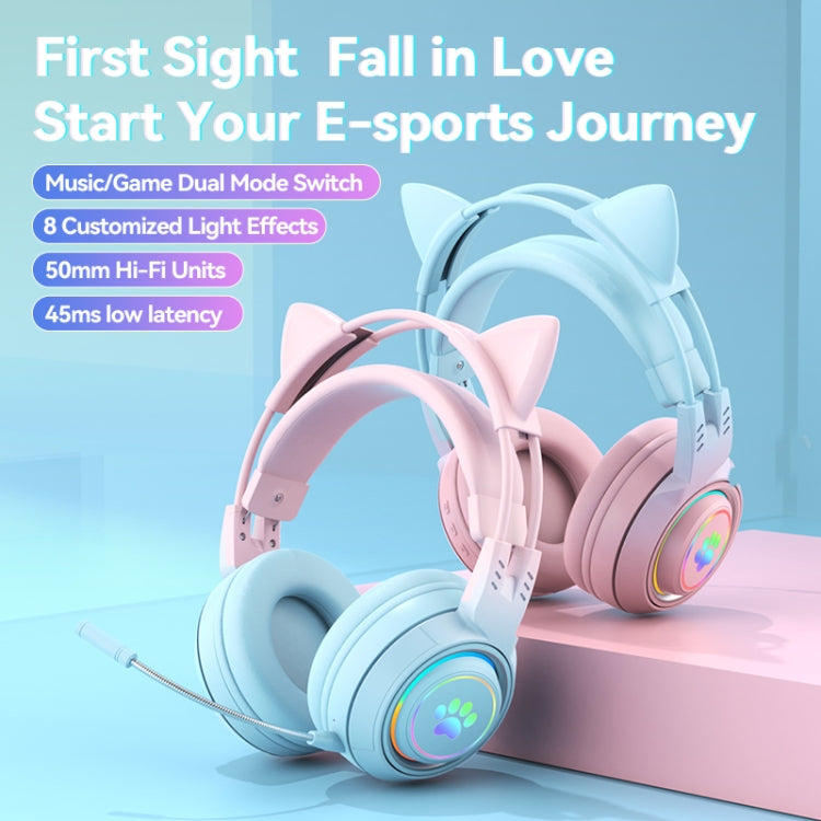 T25 RGB Stereo Cat Ear Cuffie wireless Bluetooth con microfono staccabile
