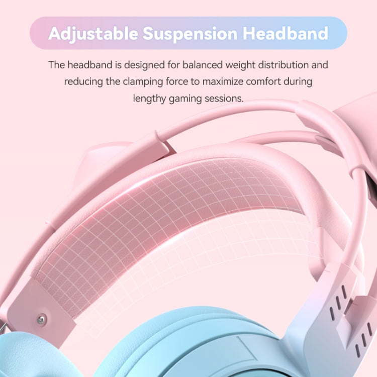 T25 RGB Stereo Cat Ear Cuffie wireless Bluetooth con microfono staccabile