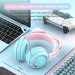 T25 RGB Stereo Cat Ear Cuffie wireless Bluetooth con microfono staccabile