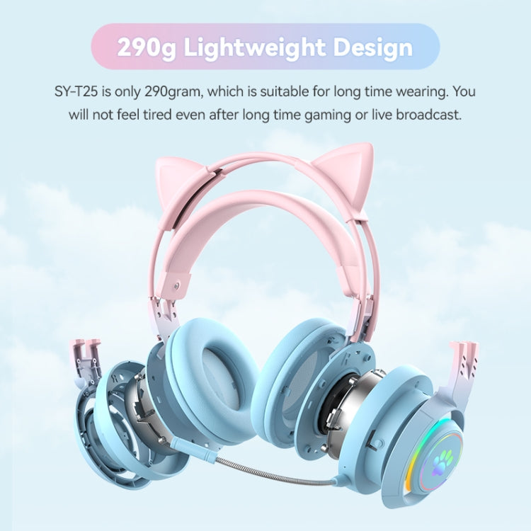 T25 RGB Stereo Cat Ear Cuffie wireless Bluetooth con microfono staccabile
