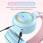 T25 RGB Stereo Cat Ear Cuffie wireless Bluetooth con microfono staccabile