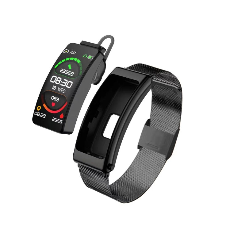 K13 1.14 pollici Steel Band Auricolare Staccabile Smart Watch Supporto Chiamata Bluetooth, Steel Band (Black), Steel Band (Gold)