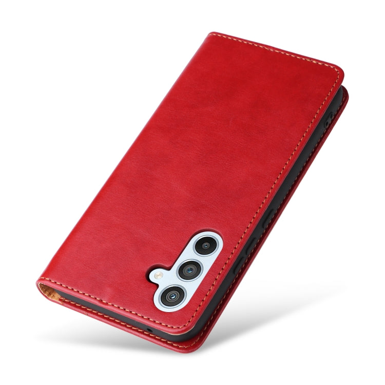 Fierre Shann PU Custodia per telefono in vera pelle con texture in pelle, For Samsung Galaxy A54 5G