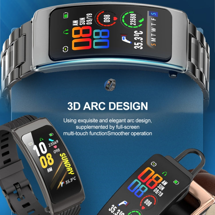 K20 1.14 pollici cinturino in silicone auricolare vita staccabile impermeabile Smart Watch supporto chiamata Bluetooth, Silicone Band (Black), Silicone Band (Black Red), Silicone Band (Black Silver), Silicone Band (Black Rose Gold)