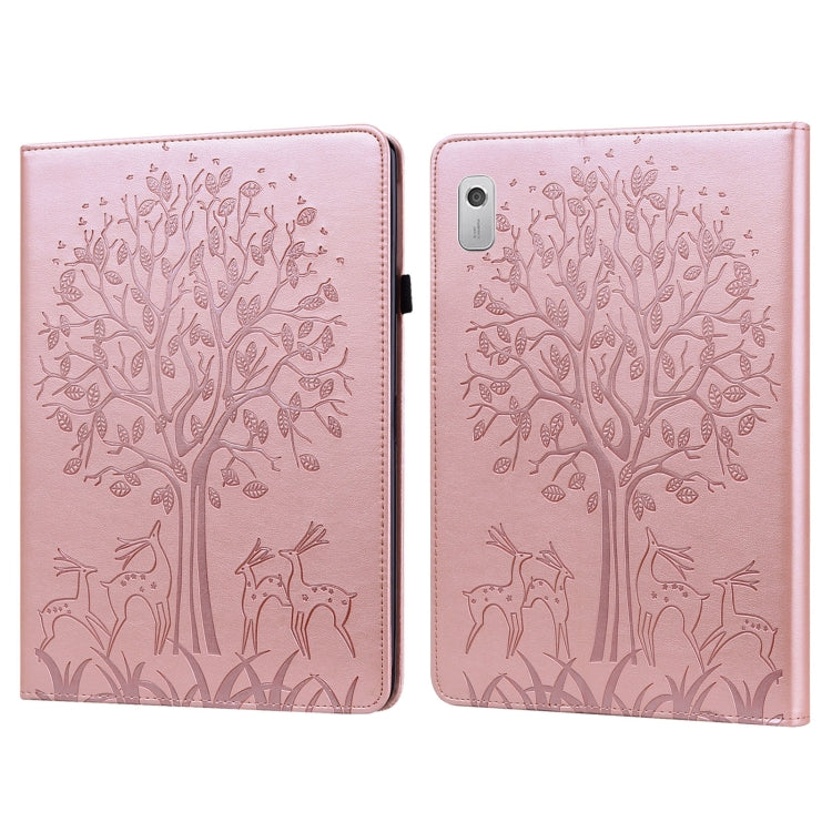 Custodia per tablet in pelle goffrata con motivo albero e cervo, For Lenovo Tab M9, For Lenovo Tab M10 3rd Gen, For Samsung Galaxy Tab A7 Lite T220