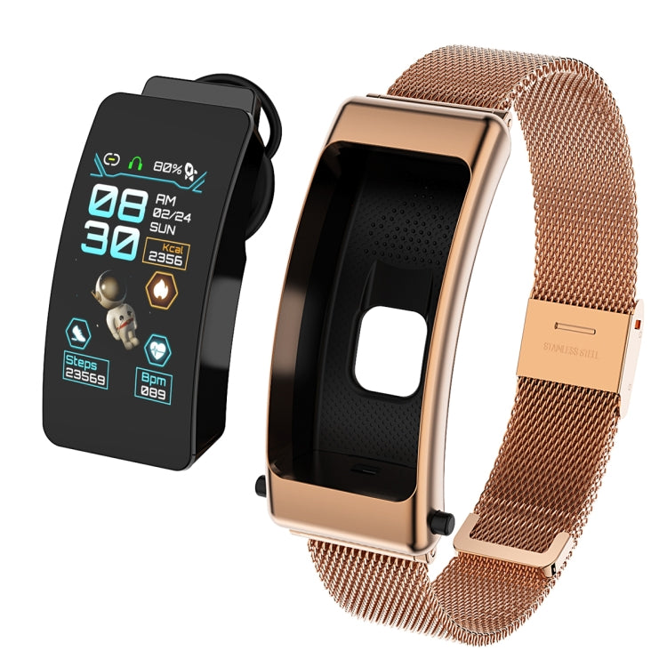 K50 1.08 pollici Steel Band Auricolare Staccabile IP67 Impermeabile Smart Watch Supporto Chiamata Bluetooth, Steel Band (Black), Steel Band (Gold), Steel Band