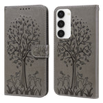 Custodia per telefono in pelle a vibrazione orizzontale con stampa pressata con motivo ad albero e cervo, For Samsung Galaxy S23 5G, For Samsung Galaxy S23+ 5G, For Samsung Galaxy S23 Ultra 5G, For Samsung Galaxy A14 5G