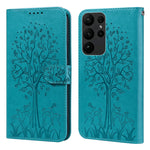Custodia per telefono in pelle a vibrazione orizzontale con stampa pressata con motivo ad albero e cervo, For Samsung Galaxy S23 5G, For Samsung Galaxy S23+ 5G, For Samsung Galaxy S23 Ultra 5G, For Samsung Galaxy A14 5G