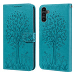 Custodia per telefono in pelle a vibrazione orizzontale con stampa pressata con motivo ad albero e cervo, For Samsung Galaxy S23 5G, For Samsung Galaxy S23+ 5G, For Samsung Galaxy S23 Ultra 5G, For Samsung Galaxy A14 5G