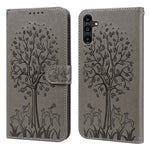 Custodia per telefono in pelle a vibrazione orizzontale con stampa pressata con motivo ad albero e cervo, For Samsung Galaxy S23 5G, For Samsung Galaxy S23+ 5G, For Samsung Galaxy S23 Ultra 5G, For Samsung Galaxy A14 5G