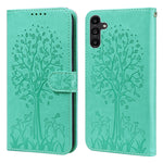 Custodia per telefono in pelle a vibrazione orizzontale con stampa pressata con motivo ad albero e cervo, For Samsung Galaxy S23 5G, For Samsung Galaxy S23+ 5G, For Samsung Galaxy S23 Ultra 5G, For Samsung Galaxy A14 5G