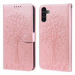 Custodia per telefono in pelle a vibrazione orizzontale con stampa pressata con motivo ad albero e cervo, For Samsung Galaxy S23 5G, For Samsung Galaxy S23+ 5G, For Samsung Galaxy S23 Ultra 5G, For Samsung Galaxy A14 5G