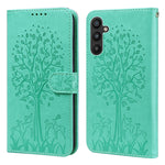 Custodia per telefono in pelle a vibrazione orizzontale con stampa pressata con motivo ad albero e cervo, For Samsung Galaxy A34 5G, For Samsung Galaxy A54 5G