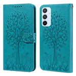 Custodia per telefono in pelle a vibrazione orizzontale con stampa pressata con motivo ad albero e cervo, For Samsung Galaxy A34 5G, For Samsung Galaxy A54 5G