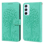 Custodia per telefono in pelle a vibrazione orizzontale con stampa pressata con motivo ad albero e cervo, For Samsung Galaxy A34 5G, For Samsung Galaxy A54 5G