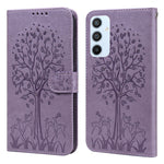 Custodia per telefono in pelle a vibrazione orizzontale con stampa pressata con motivo ad albero e cervo, For Samsung Galaxy A34 5G, For Samsung Galaxy A54 5G