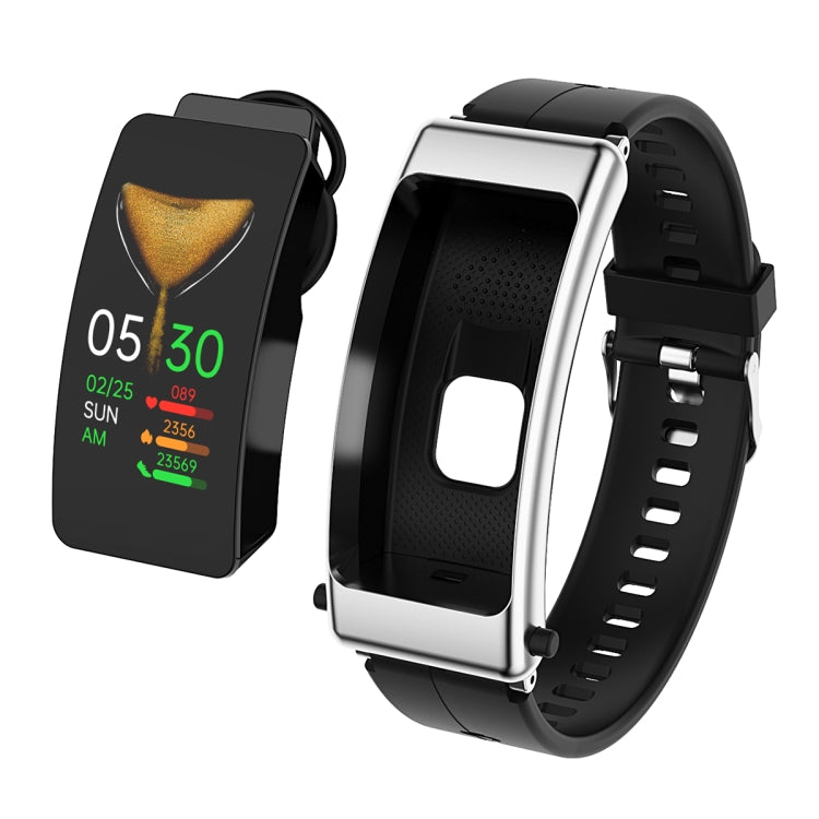 K50 1.08 pollici Silicone Band Auricolare Staccabile IP67 Impermeabile Smart Watch Supporto Chiamata Bluetooth, Silicone Band (Black), Silicone Band (Black Silver)