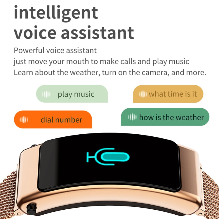K50 1.08 pollici Silicone Band Auricolare Staccabile IP67 Impermeabile Smart Watch Supporto Chiamata Bluetooth, Silicone Band (Black), Silicone Band (Black Silver)