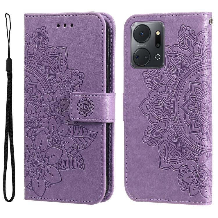 Custodia per telefono in pelle goffrata con fiori a 7 petali, For Honor X7a, For Honor X8a, For Honor X9a/X40 5G/Magic5 Lite, For OPPO Reno8 T 4G