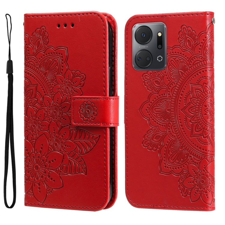 Custodia per telefono in pelle goffrata con fiori a 7 petali, For Honor X7a, For Honor X8a, For Honor X9a/X40 5G/Magic5 Lite, For OPPO Reno8 T 4G