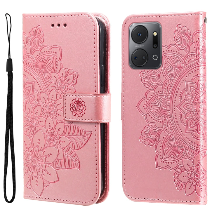 Custodia per telefono in pelle goffrata con fiori a 7 petali, For Honor X7a, For Honor X8a, For Honor X9a/X40 5G/Magic5 Lite, For OPPO Reno8 T 4G