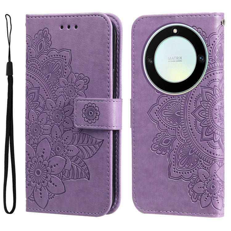 Custodia per telefono in pelle goffrata con fiori a 7 petali, For Honor X7a, For Honor X8a, For Honor X9a/X40 5G/Magic5 Lite, For OPPO Reno8 T 4G