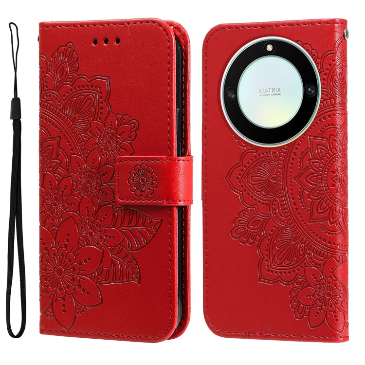 Custodia per telefono in pelle goffrata con fiori a 7 petali, For Honor X7a, For Honor X8a, For Honor X9a/X40 5G/Magic5 Lite, For OPPO Reno8 T 4G