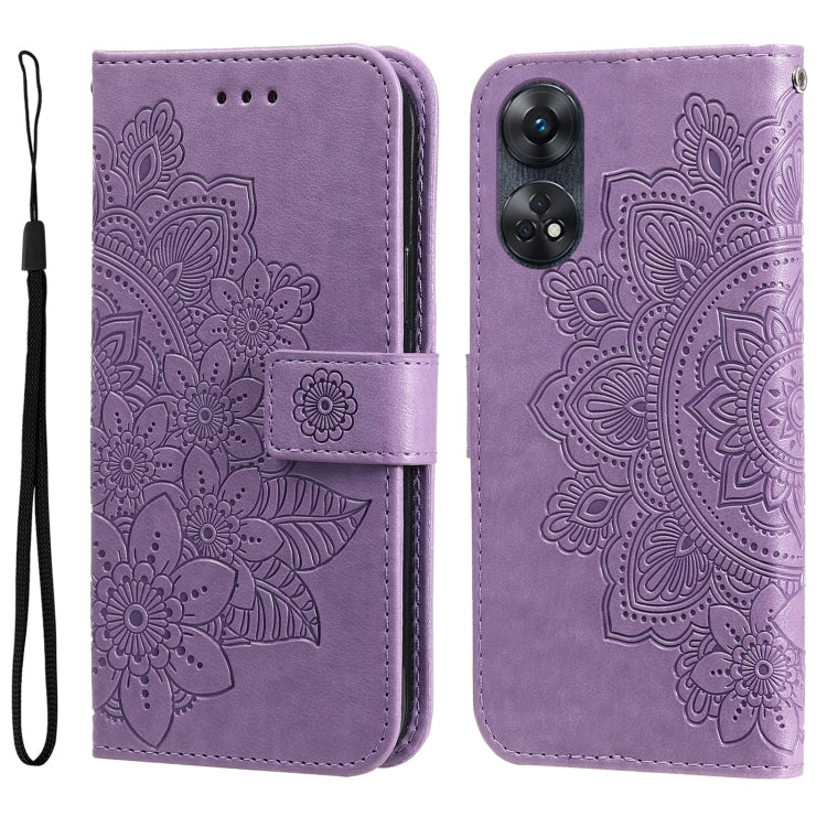 Custodia per telefono in pelle goffrata con fiori a 7 petali, For Honor X7a, For Honor X8a, For Honor X9a/X40 5G/Magic5 Lite, For OPPO Reno8 T 4G