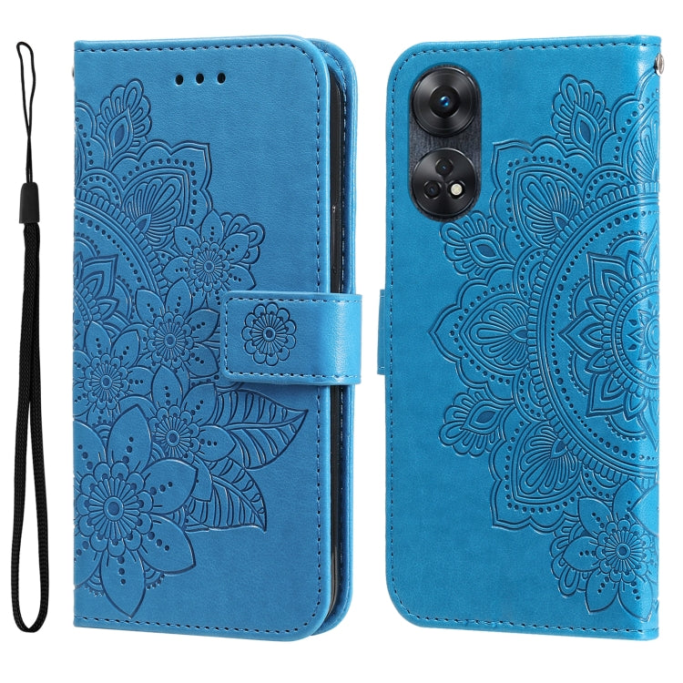 Custodia per telefono in pelle goffrata con fiori a 7 petali, For Honor X7a, For Honor X8a, For Honor X9a/X40 5G/Magic5 Lite, For OPPO Reno8 T 4G