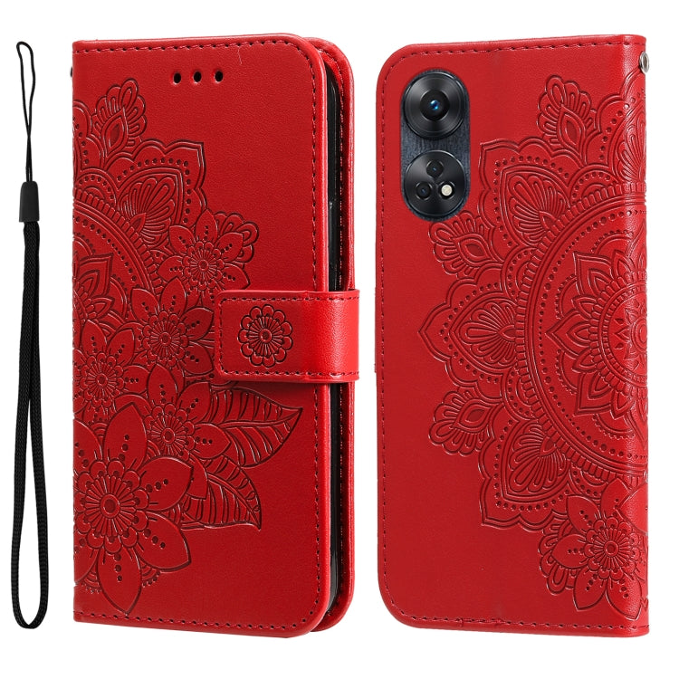 Custodia per telefono in pelle goffrata con fiori a 7 petali, For Honor X7a, For Honor X8a, For Honor X9a/X40 5G/Magic5 Lite, For OPPO Reno8 T 4G