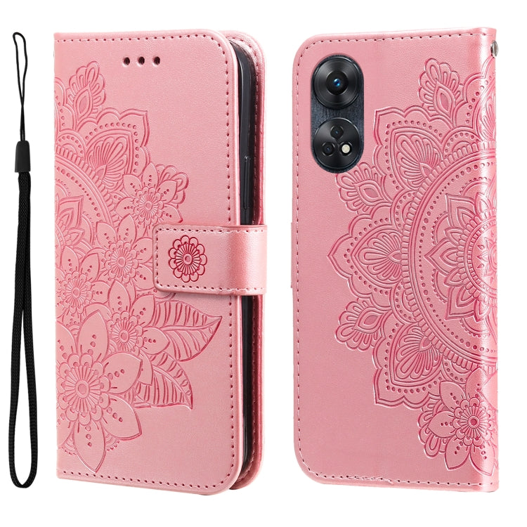 Custodia per telefono in pelle goffrata con fiori a 7 petali, For Honor X7a, For Honor X8a, For Honor X9a/X40 5G/Magic5 Lite, For OPPO Reno8 T 4G