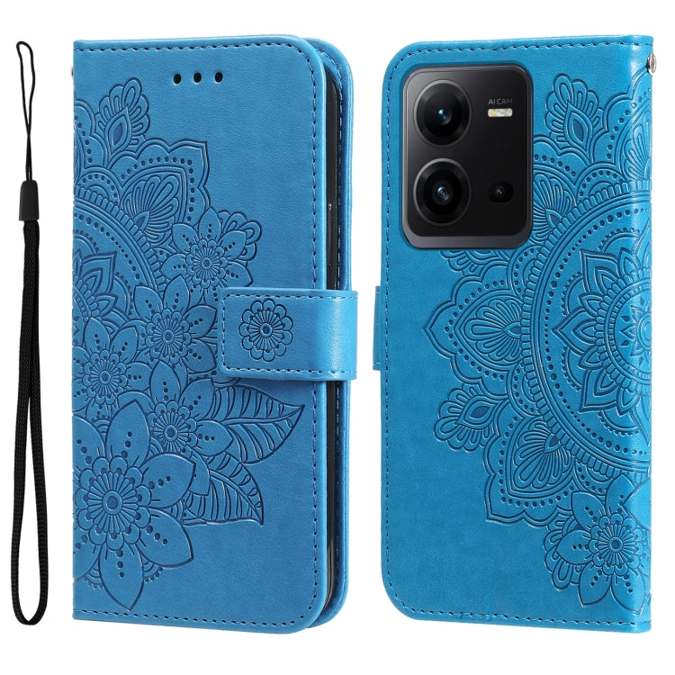 Custodia per telefono in pelle goffrata con fiori a 7 petali, For vivo V25 5G/V25e 4G, For vivo Y02 4G, For Xiaomi Redmi K60/K60 Pro, For Xiaomi Redmi 11A 4G/12C