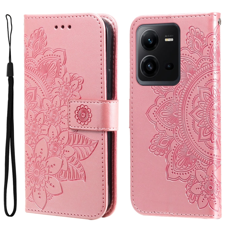 Custodia per telefono in pelle goffrata con fiori a 7 petali, For vivo V25 5G/V25e 4G, For vivo Y02 4G, For Xiaomi Redmi K60/K60 Pro, For Xiaomi Redmi 11A 4G/12C