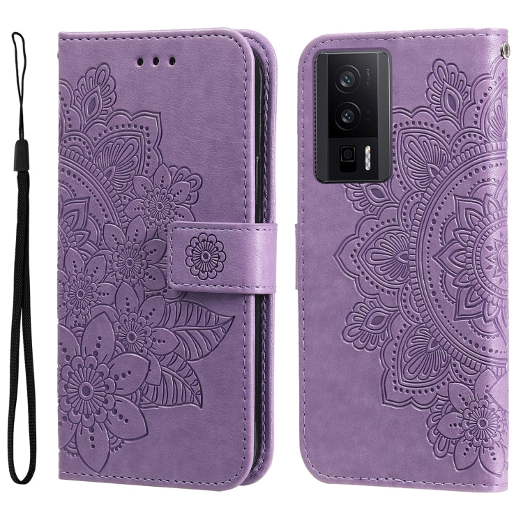 Custodia per telefono in pelle goffrata con fiori a 7 petali, For vivo V25 5G/V25e 4G, For vivo Y02 4G, For Xiaomi Redmi K60/K60 Pro, For Xiaomi Redmi 11A 4G/12C