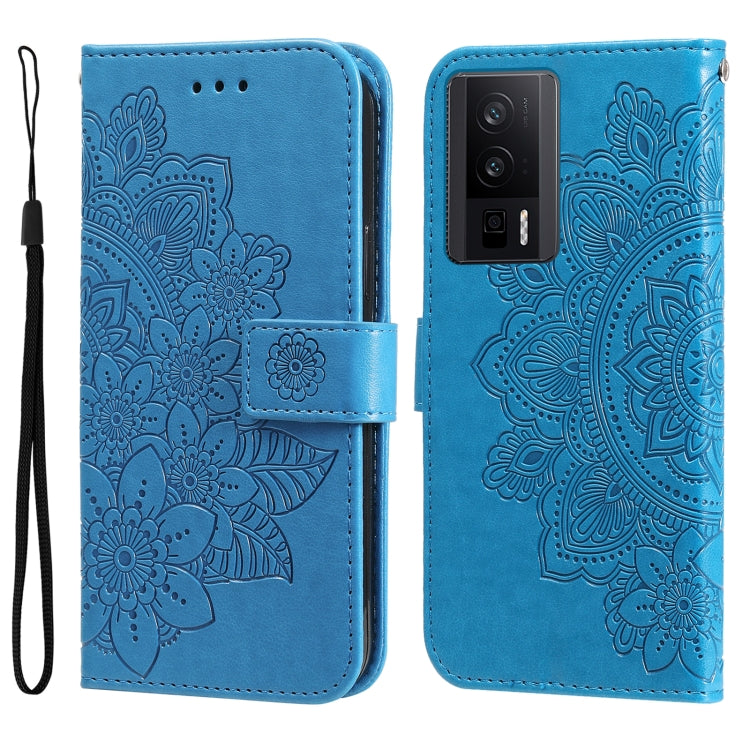 Custodia per telefono in pelle goffrata con fiori a 7 petali, For vivo V25 5G/V25e 4G, For vivo Y02 4G, For Xiaomi Redmi K60/K60 Pro, For Xiaomi Redmi 11A 4G/12C