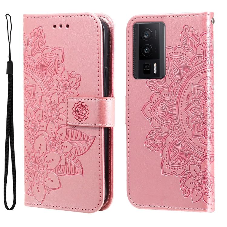 Custodia per telefono in pelle goffrata con fiori a 7 petali, For vivo V25 5G/V25e 4G, For vivo Y02 4G, For Xiaomi Redmi K60/K60 Pro, For Xiaomi Redmi 11A 4G/12C