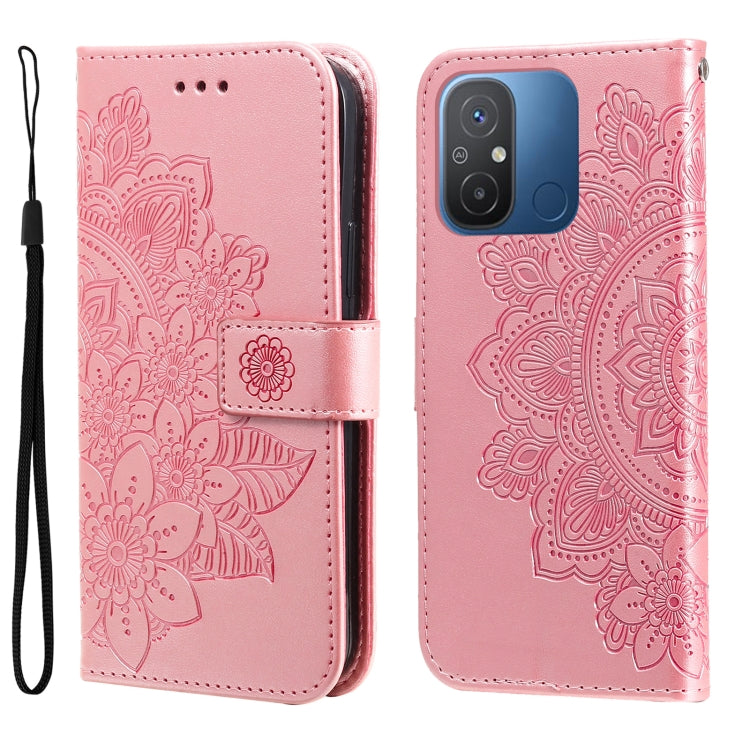 Custodia per telefono in pelle goffrata con fiori a 7 petali, For vivo V25 5G/V25e 4G, For vivo Y02 4G, For Xiaomi Redmi K60/K60 Pro, For Xiaomi Redmi 11A 4G/12C