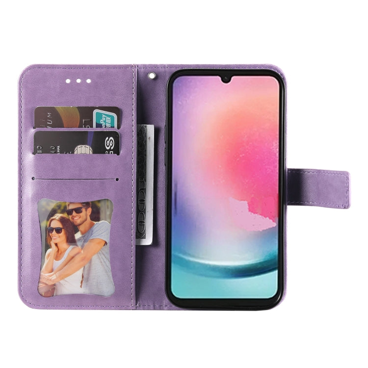 Custodia per telefono in pelle goffrata con fiori a 7 petali, For Samsung Galaxy A24 4G