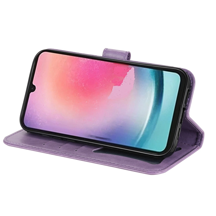 Custodia per telefono in pelle goffrata con fiori a 7 petali, For Samsung Galaxy A24 4G