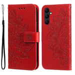 Custodia per telefono in pelle goffrata con fiori a 7 petali, For Samsung Galaxy A24 4G