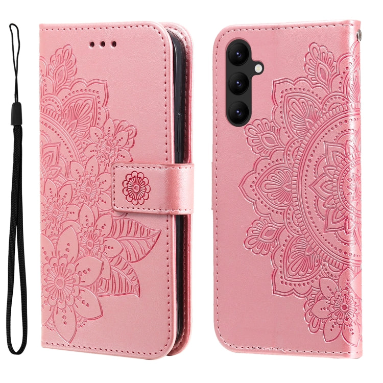 Custodia per telefono in pelle goffrata con fiori a 7 petali, For Samsung Galaxy A24 4G